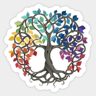 Peace, Love and Unity Celtic Rainbow Tree Sticker